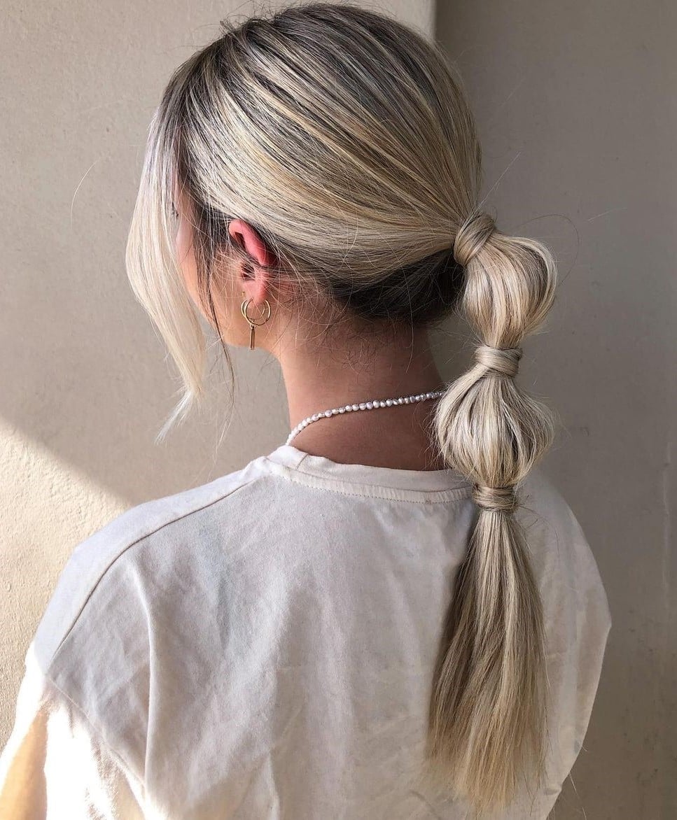 Mid-Back Bubble Ponytail Ash Blonde Mid-Back Bubble Ponytail Ash Blonde — Classy Dirty Hair Hairstyles