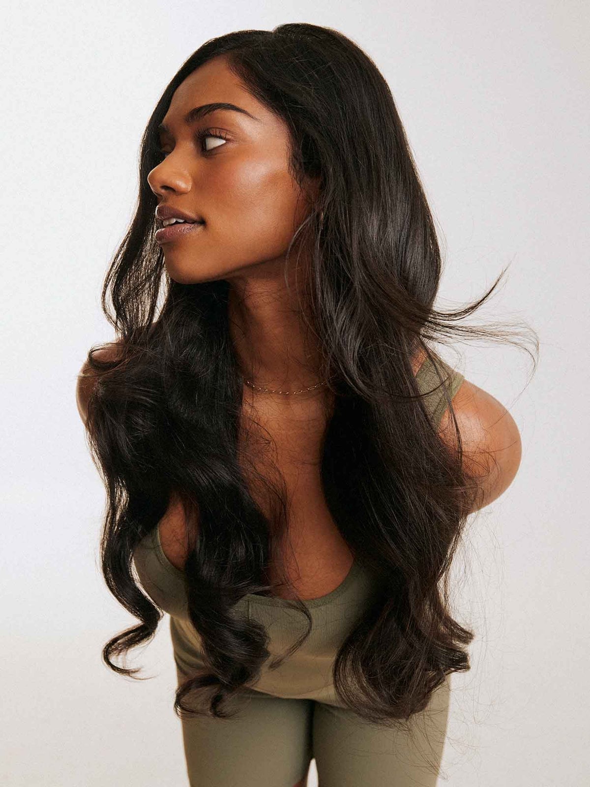 Mid-Back Dark Brown Loose Waves Blowout with Wavy — Classy Extensions Hair
