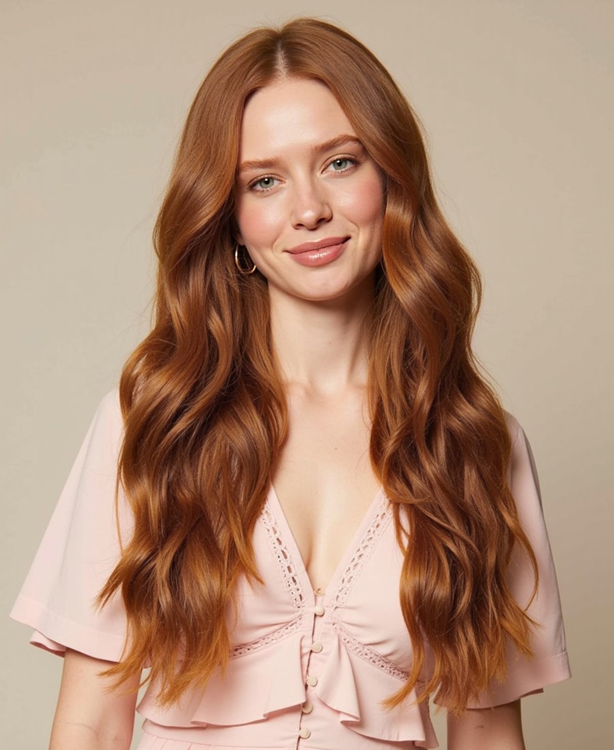 Collarbone Copper Red Waves with Highlights — Classy Extensions Hair
