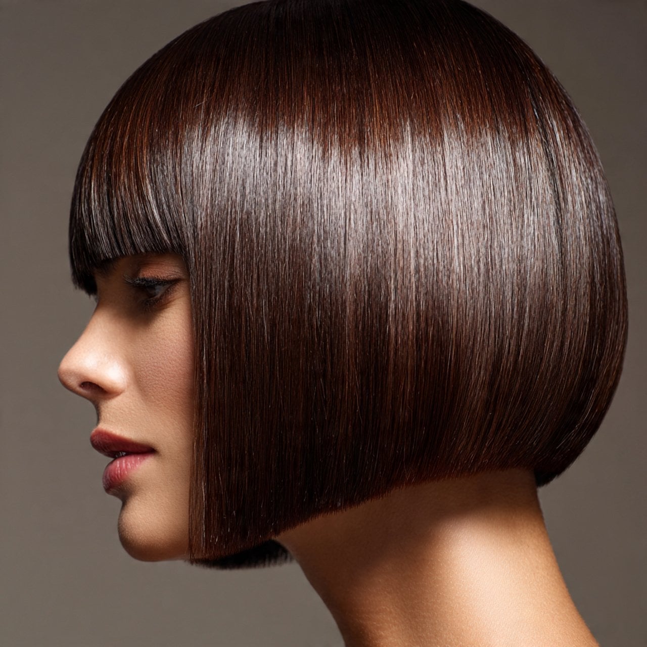 Sleek Chin Length Blunt Bob With Blunt Fringe — Classy Formal Hair