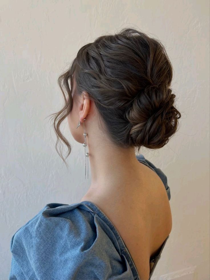 Softly Textured Dark Brown Braided Updo — Classy Formal Updos