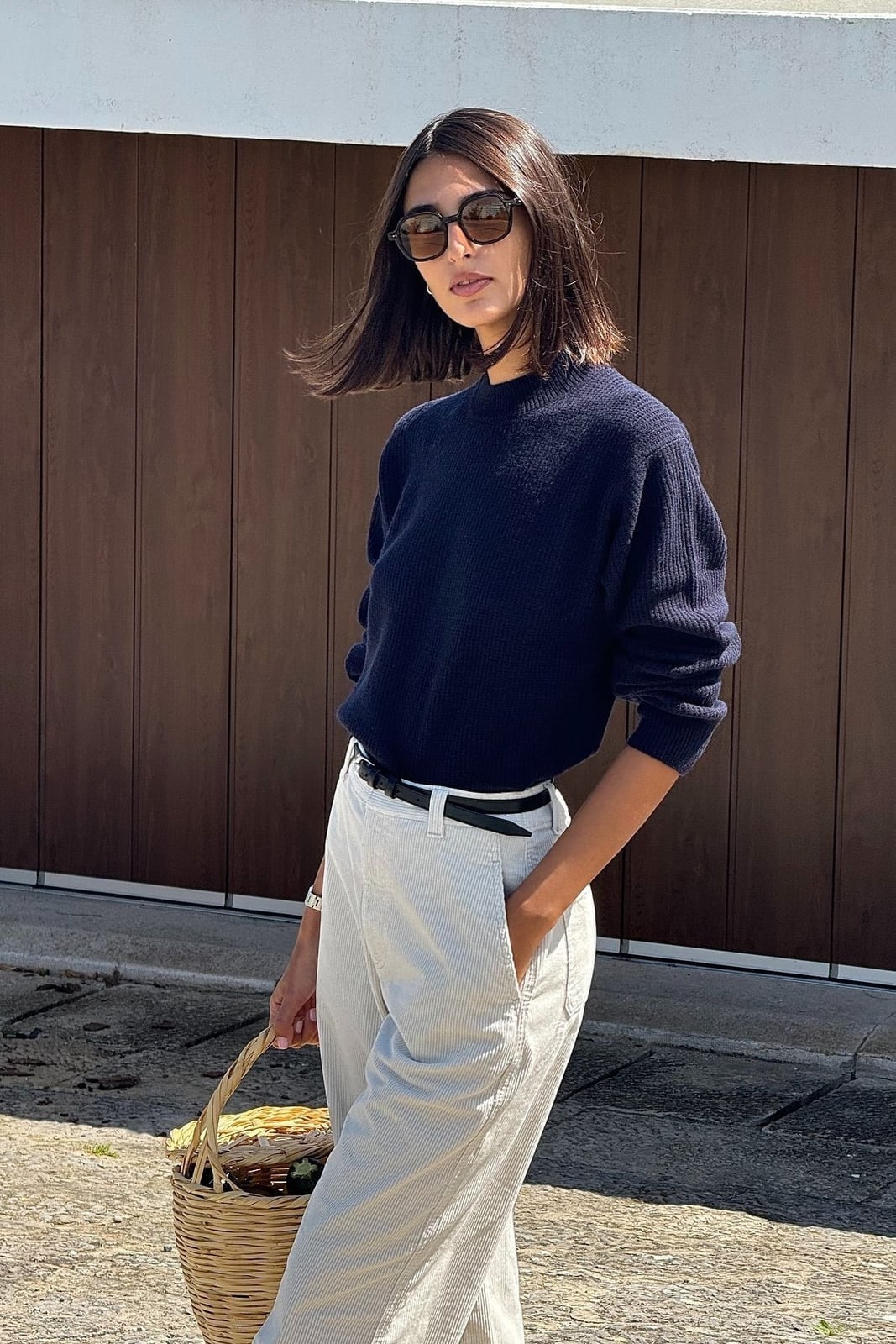 Ribbed Sweater and Striped Trousers — Classy French Style