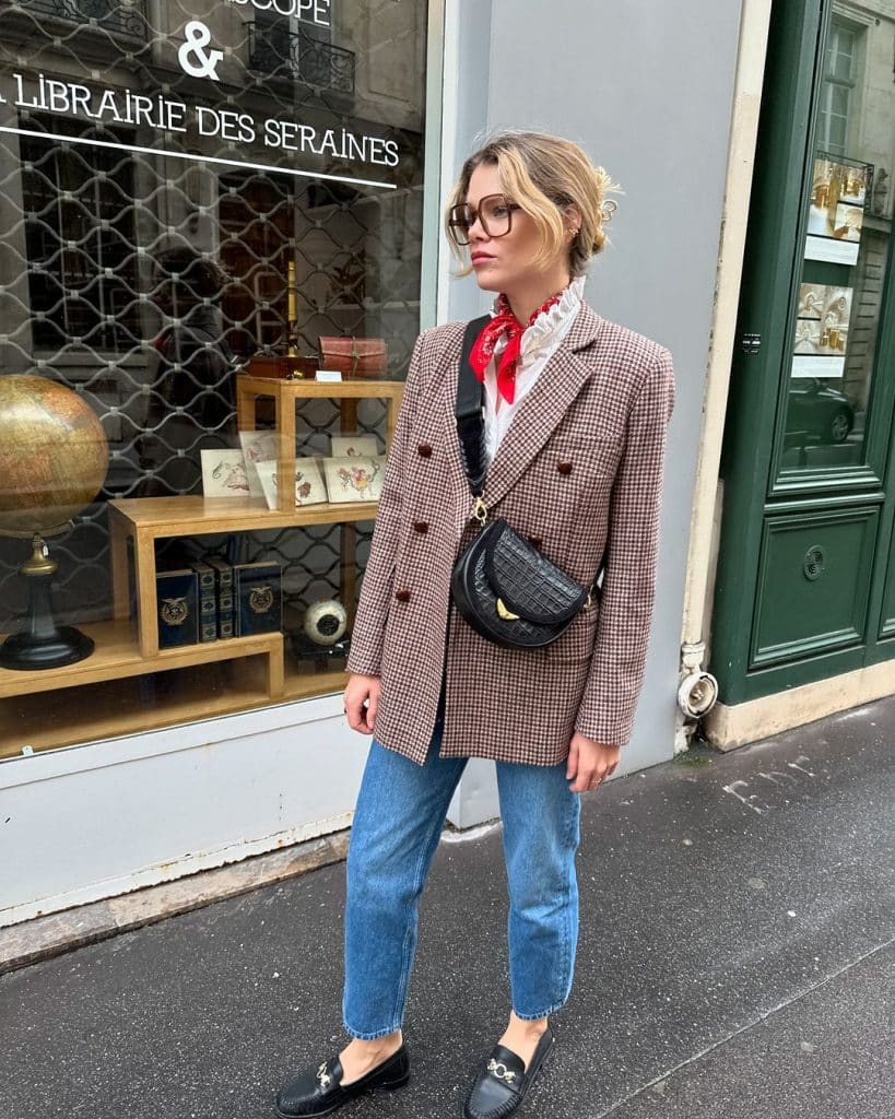 Houndstooth Blazer with Jeans — Classy French Style
