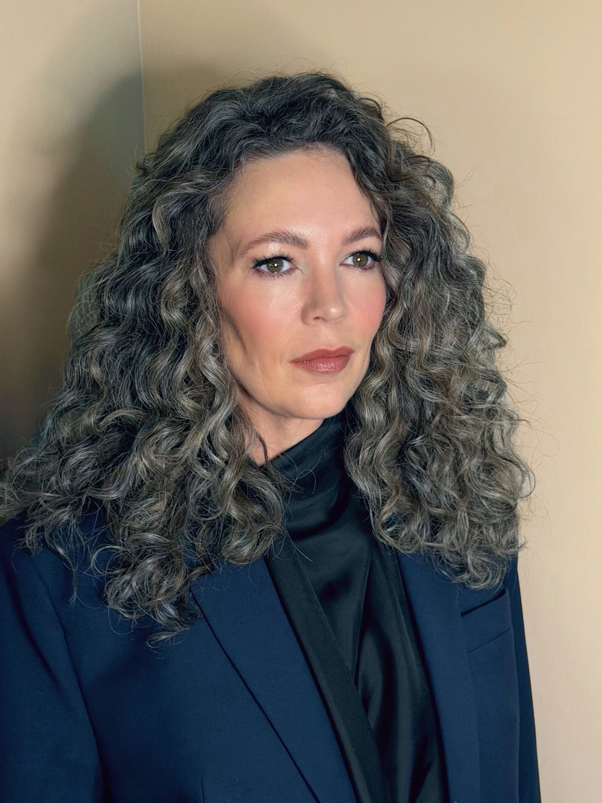 Mid-Back Blowout With Voluminous Gray Curls Mid-Back Blowout With Voluminous Gray Curls — Classy Frizzy Hair