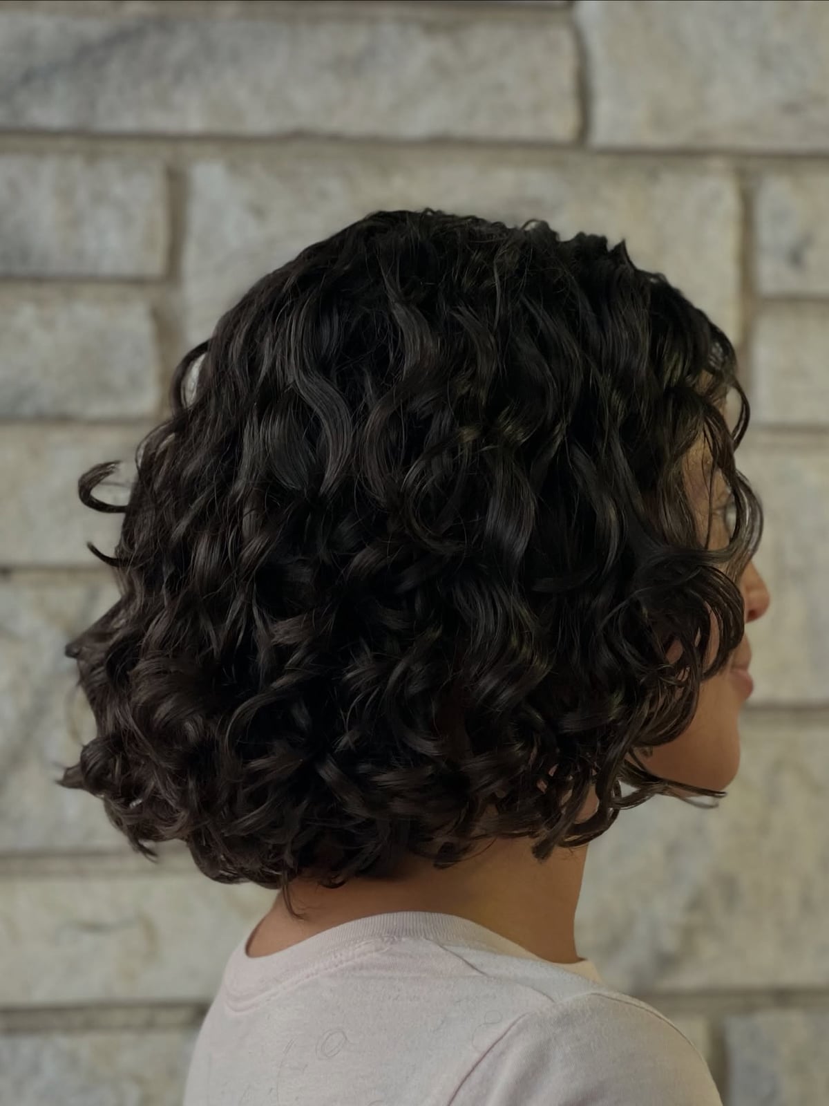 Chin Length Bob With Tight Defined Curls, Dark Brown Chin Length Bob With Tight Defined Curls, Dark Brown — Classy Frizzy Hair