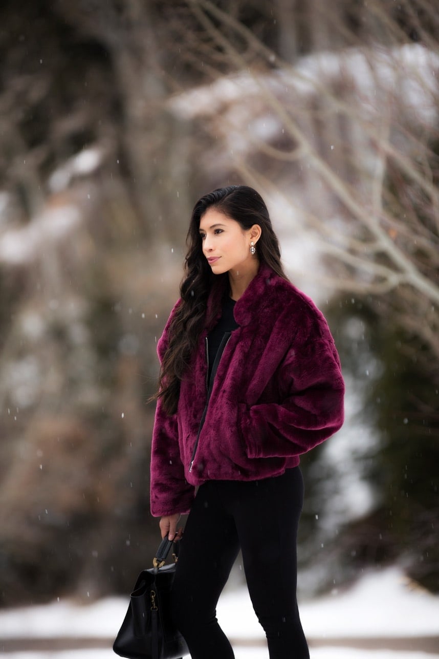 Purple Faux Fur Bomber Jacket Purple Faux Fur Bomber Jacket — Classy Fur Outfits