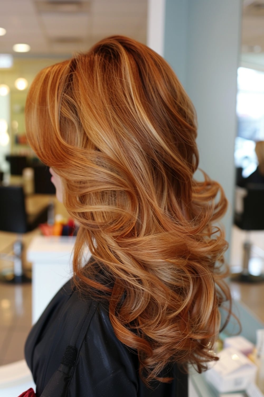 Copper Base With Blonde Highlights Mid-Back — Classy Ginger Hair Color
