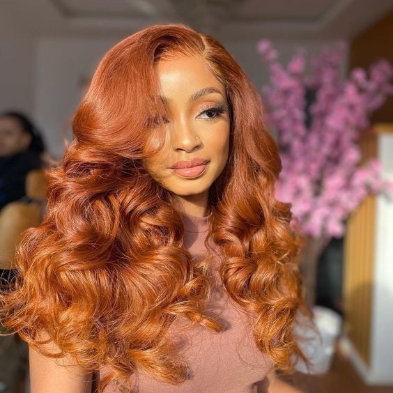 Vibrant Ginger With Balayage Mid-Back Curls — Classy Ginger Hair Color