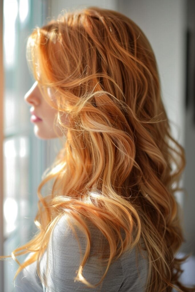 Dark Base With Warm Ginger Highlights Long Hair — Classy Ginger Hair Color