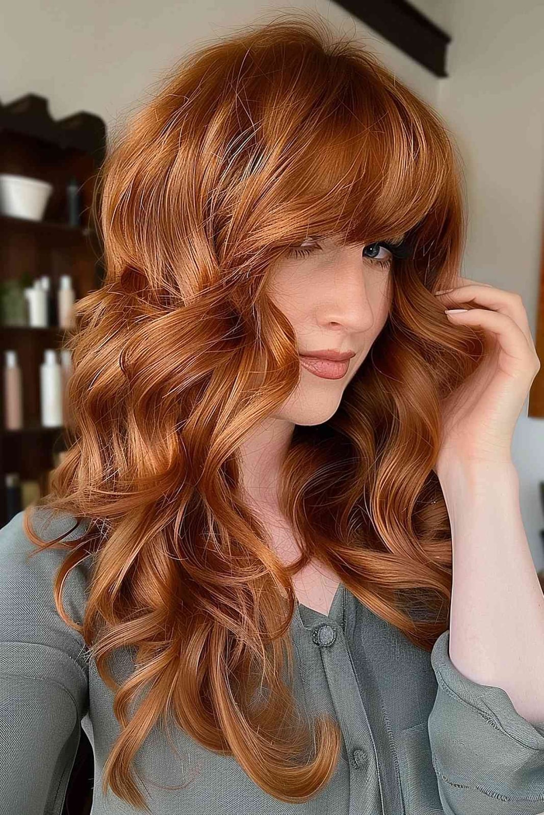 Warm Ginger Balayage Mid-Back Layers — Classy Ginger Hair Color