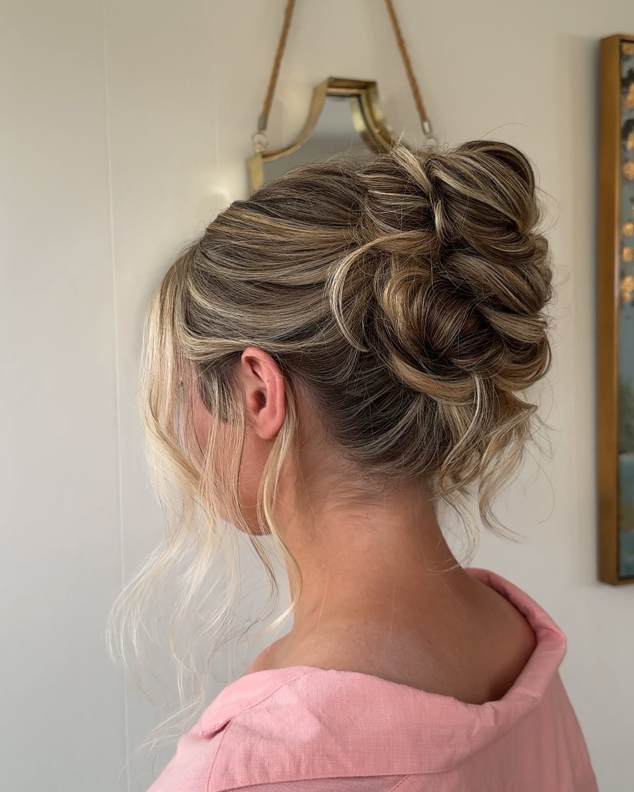 High Twisted Blonde Updo With Wispy Pieces — Classy Going Out Hairstyles
