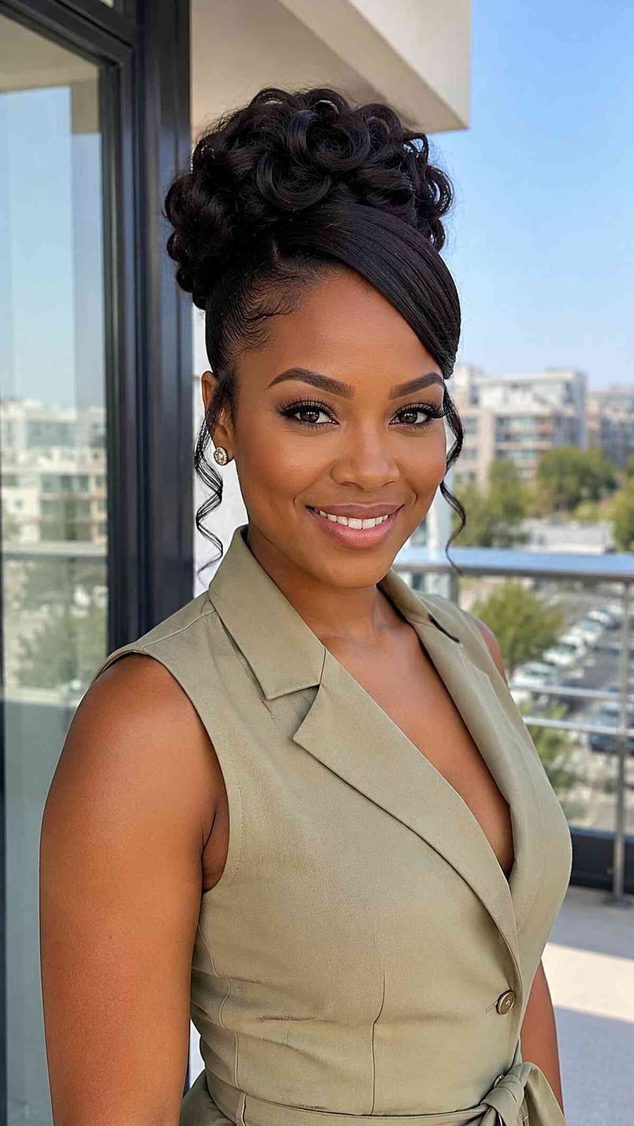 Voluminous Dark Brown Updo With Curls — Classy Going Out Hairstyles