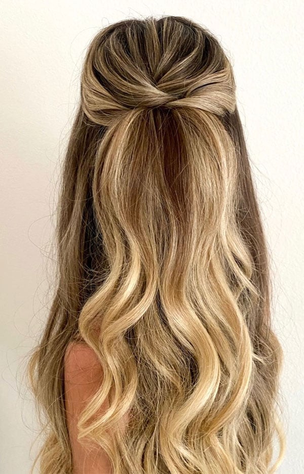 Twisted Half Up With Blonde Highlights — Classy Going Out Hairstyles