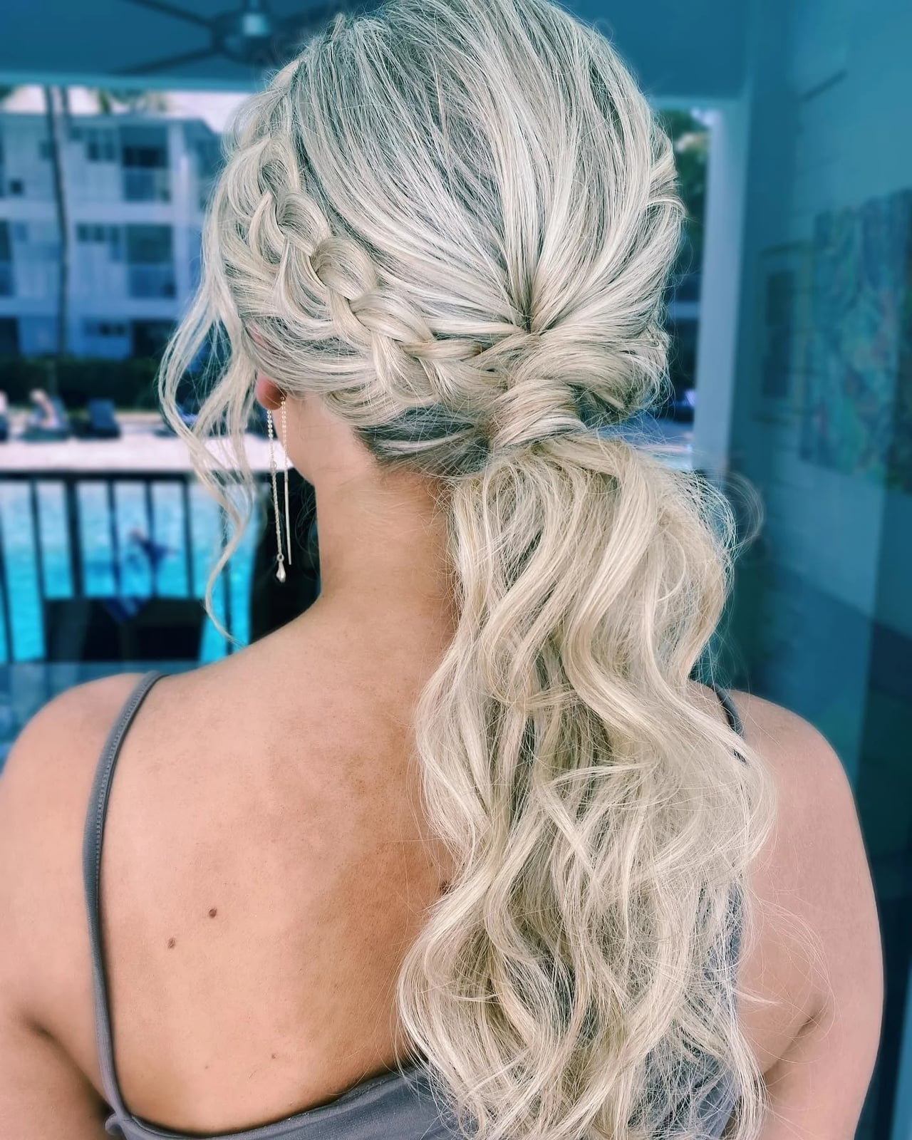 Braided Ponytail With Ash Blonde Waves — Classy Going Out Hairstyles