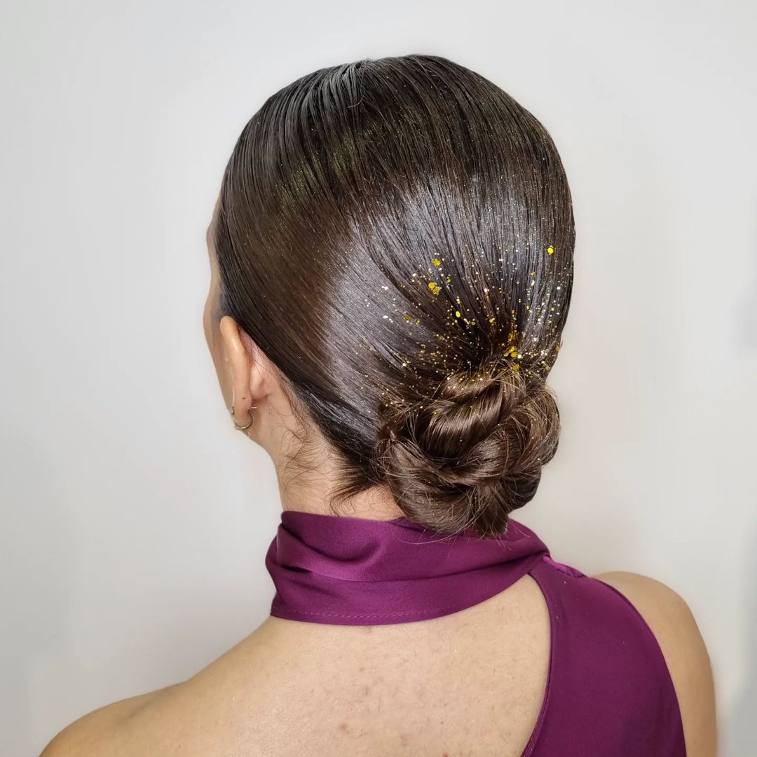 Sophisticated Mid-Back Glossy Wet Look, Dark Brown — Classy Greasy Hair Hairstyles