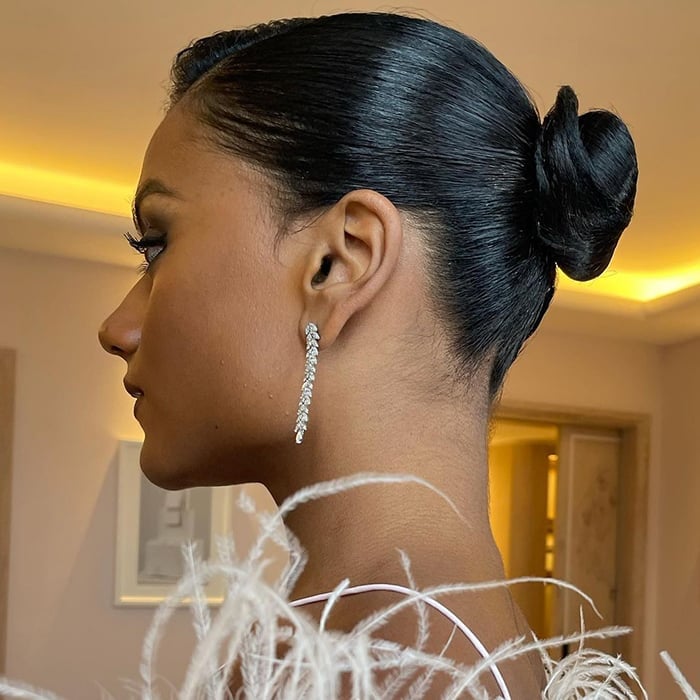 Black Mid-Back Low Bun Wet Look — Classy Greasy Hair Hairstyles