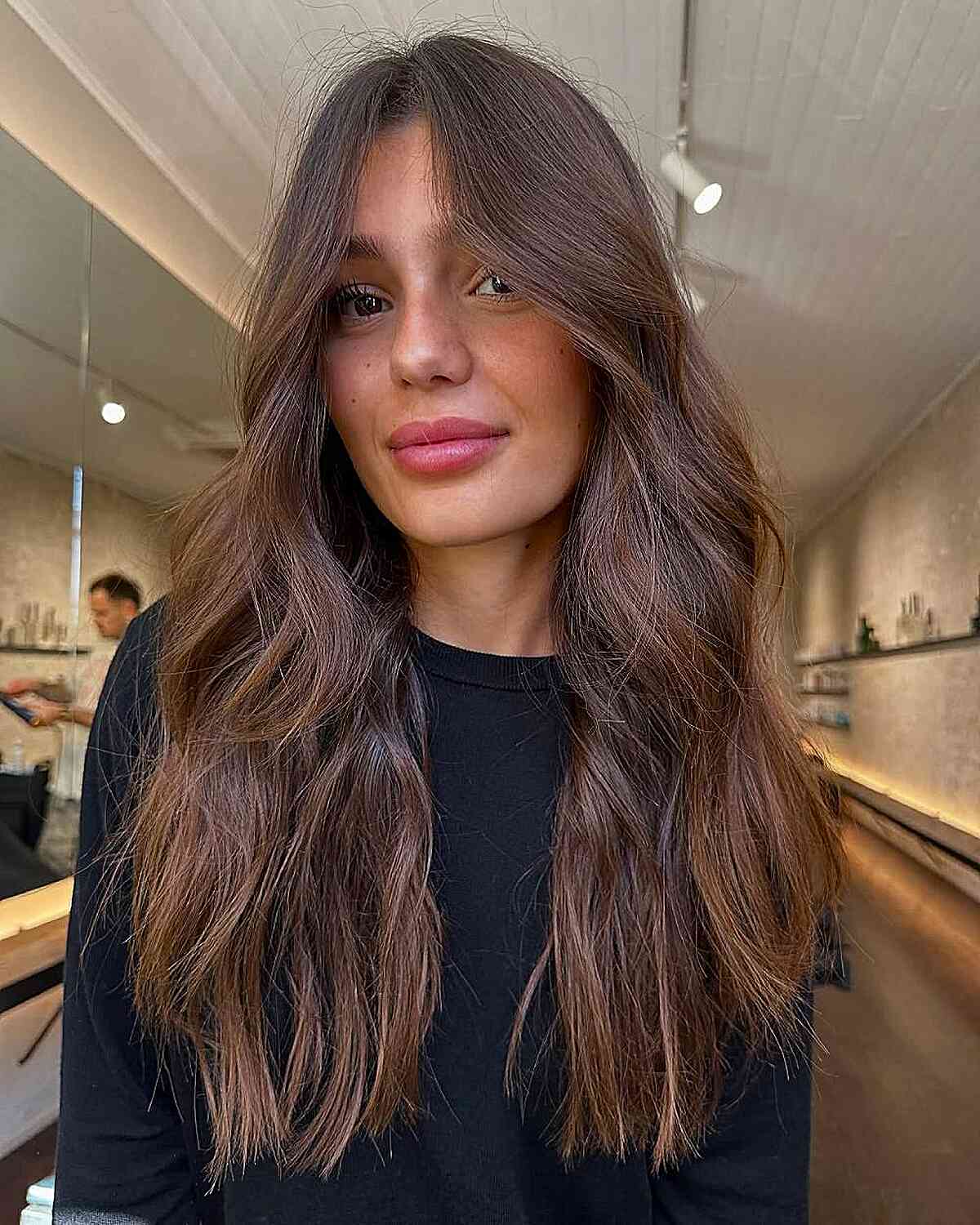 Medium Brown Mid-Back Layers With Waves Medium Brown Mid-Back Layers With Waves — Classy Hair Care Routine