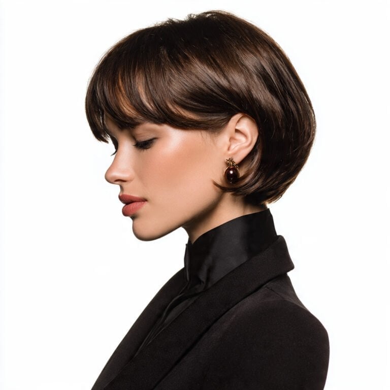 Dark Brown Ear Length Bob With Blunt Bangs — Classy Hairstyles to Do