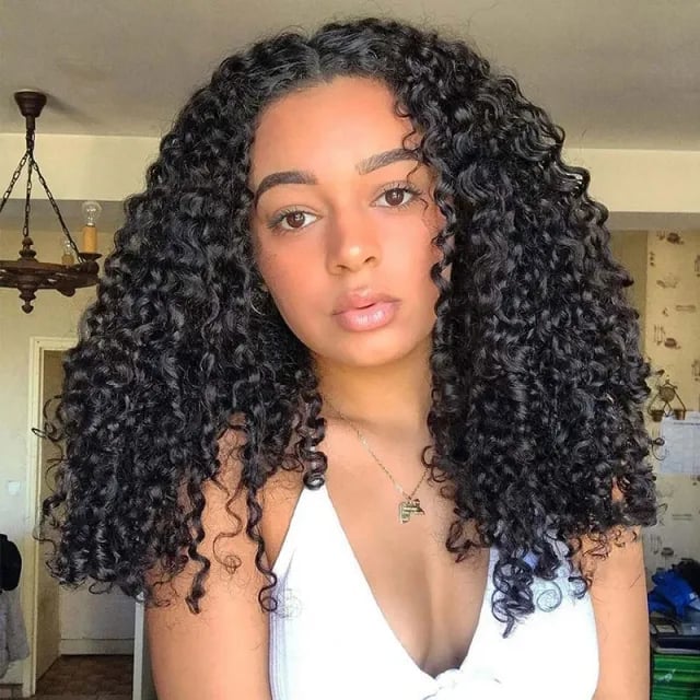 Glossy Shoulder-Length Black Natural Curls — Classy Heatless Curls