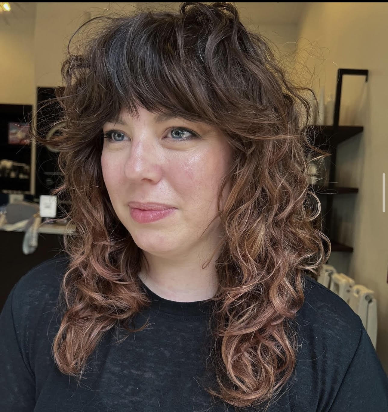 Shag With Rose Gold Balayage And Loose Curls — Classy Heatless Curls