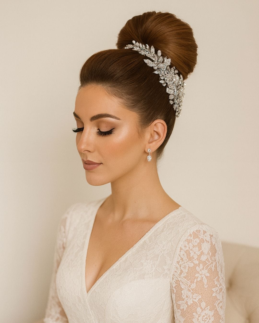 Thick Brown High Bun With Volume — Classy High Bun Hairstyles