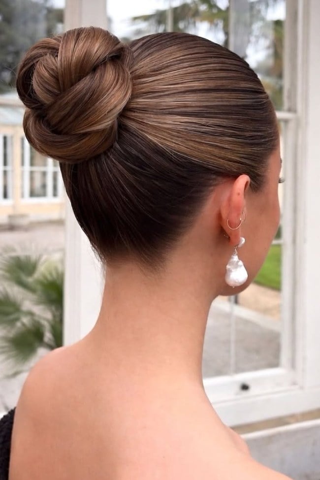 Medium Brown Twisted High Bun — Classy High Bun Hairstyles