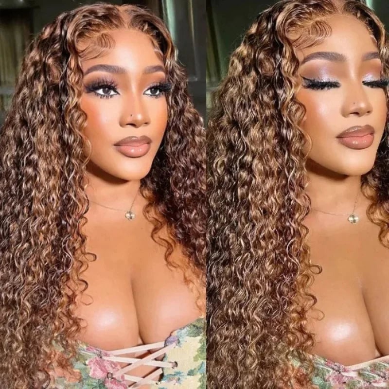 Shoulder Length Kinky Curls With Blonde Highlights — Classy Highlights Wig