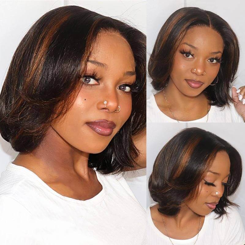 Stacked Bob With Subtle Blonde Highlights — Classy Highlights Wig