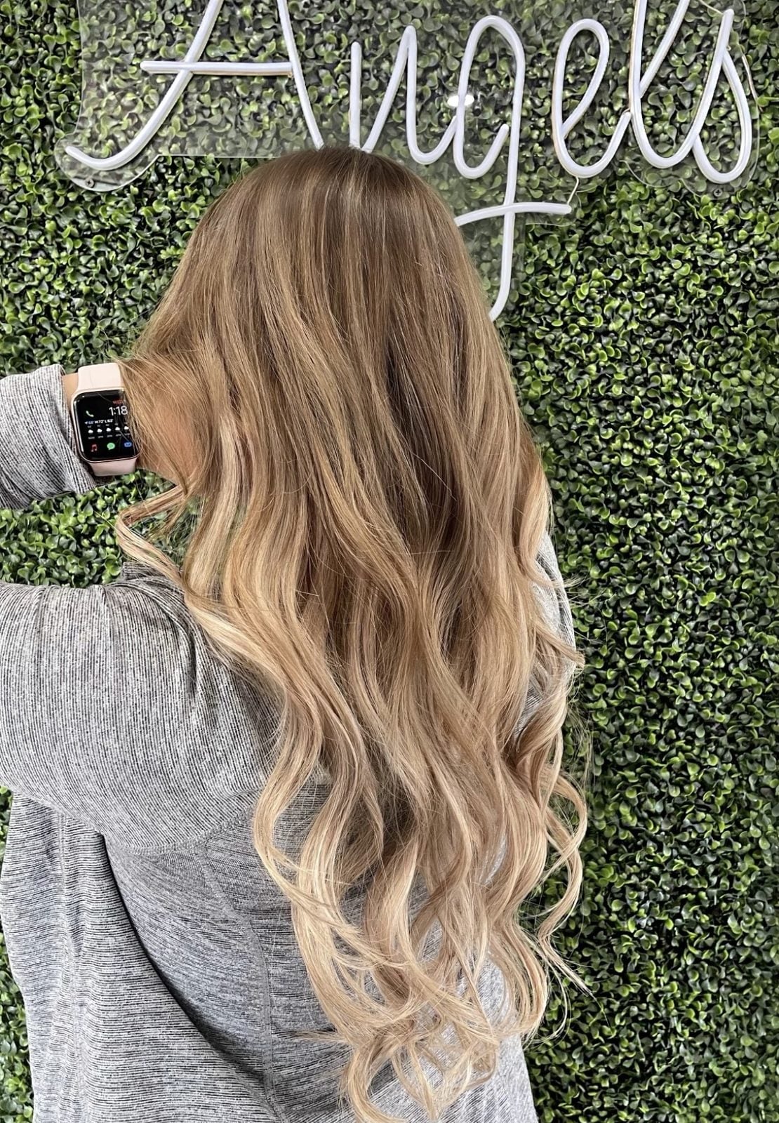 Mid-Back Honey Blonde Balayage Back View — Classy Honey Blonde Balayage
