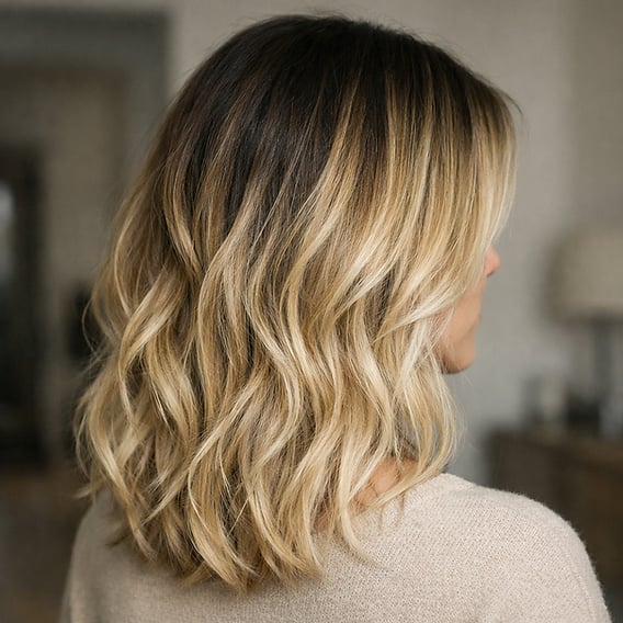 Shoulder Bob With Root Shadow Balayage — Classy Honey Blonde Balayage