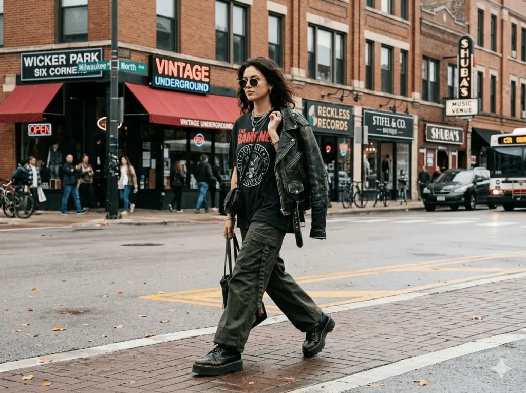 Oversized Band Tee Meets Moto Jacket Oversized Band Tee Meets Moto Jacket — Classy Indie Outfits
