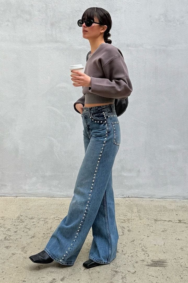 Cropped Sweater and Studded Jeans Cropped Sweater and Studded Jeans — Classy Indie Outfits