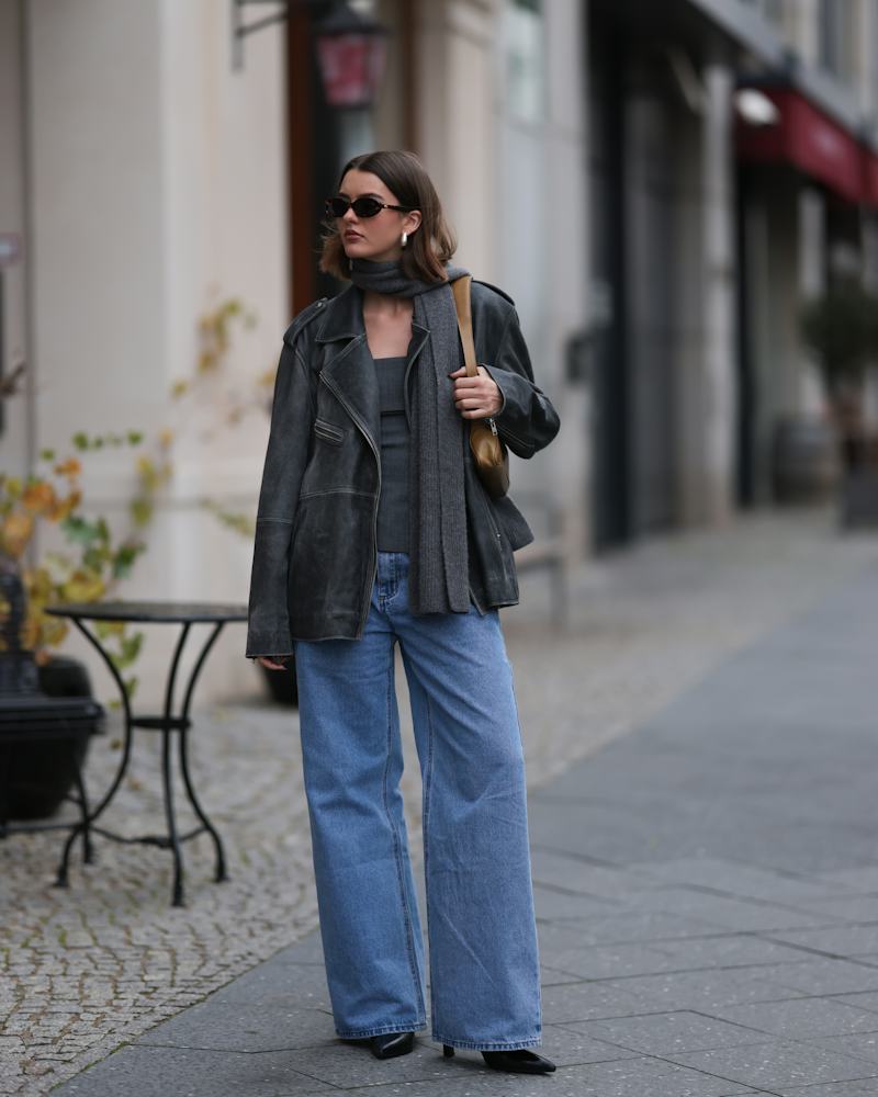 Leather Jacket with Gray Knit Top Leather Jacket with Gray Knit Top — Classy Indie Outfits