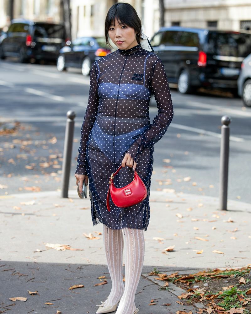 Sheer Polka Dot Dress Over Bralette Sheer Polka Dot Dress Over Bralette — Classy Indie Outfits