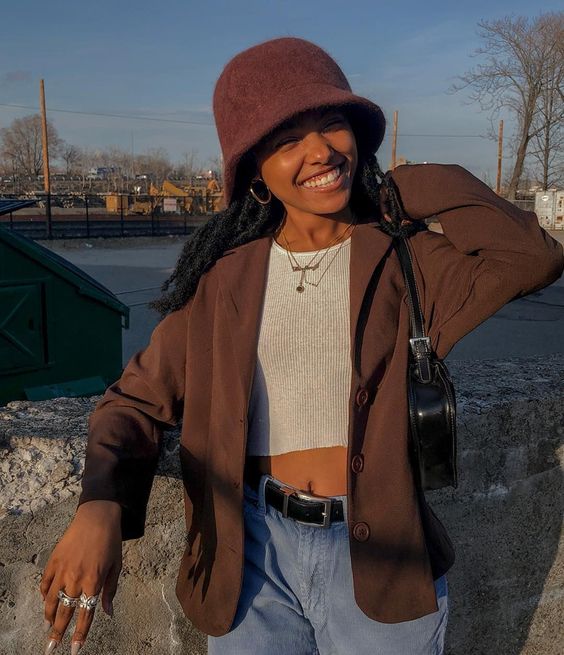 Brown Blazer with Light Blue Trousers Brown Blazer with Light Blue Trousers — Classy Indie Outfits
