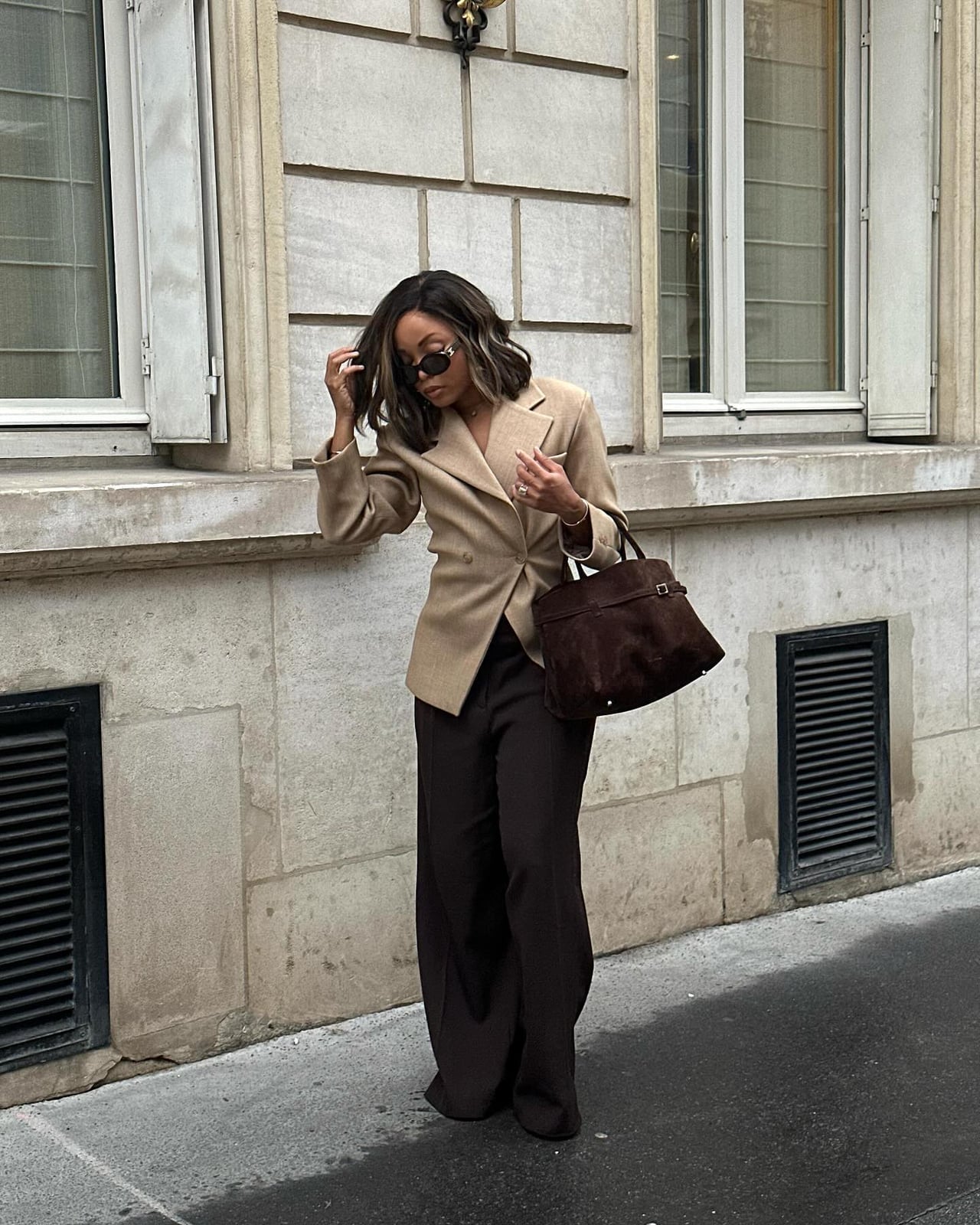 Beige Blazer with Wide-Leg Trousers Beige Blazer with Wide-Leg Trousers — Classy Indie Outfits