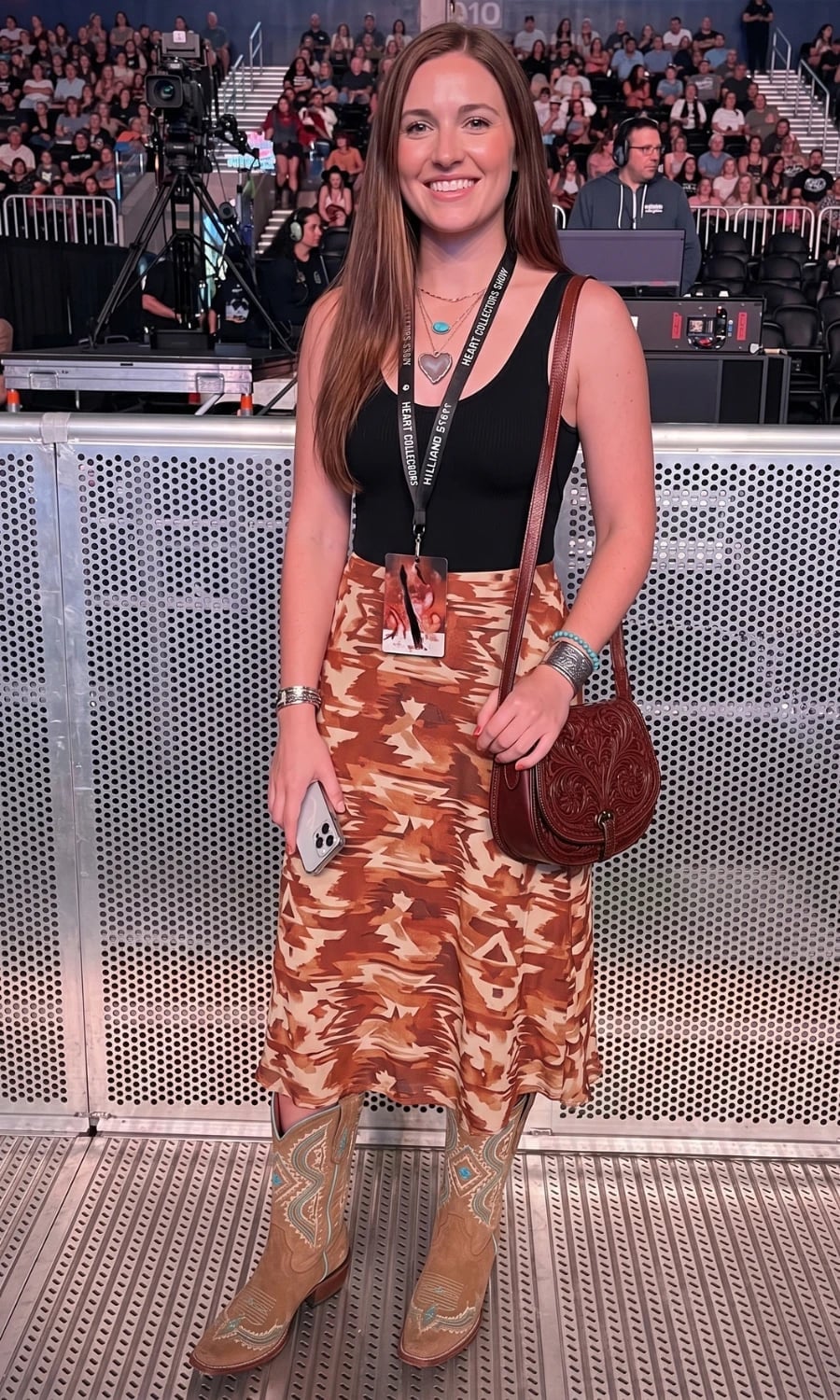Patterned Midi Skirt with Cowboy Boots Patterned Midi Skirt with Cowboy Boots — Classy Indie Outfits