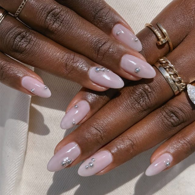 Medium Almond Nails With Translucent Coral Pink Jelly, Close-Up Take — Classy Jelly Nails