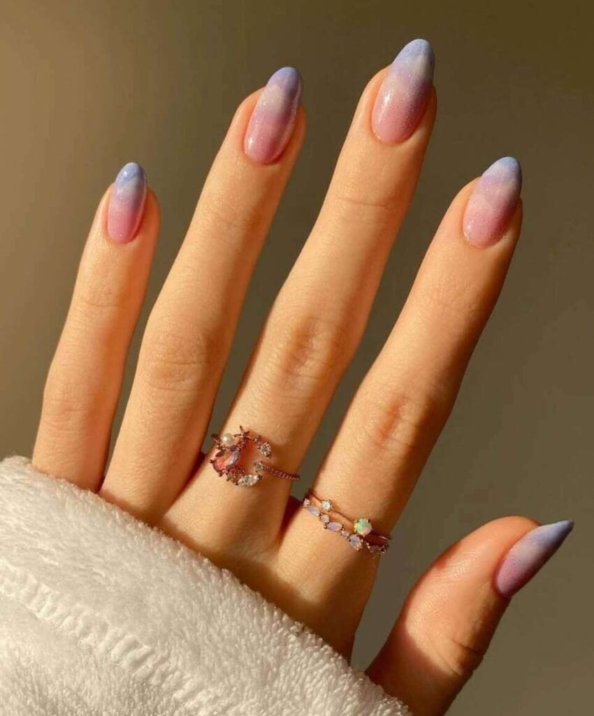 Pink to Lavender Gradient Jelly Almond Nails — Classy Jelly Nails