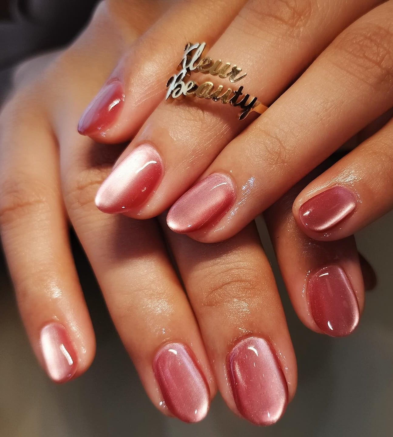 Rose Gold Cat Eye Jelly Oval Nails — Classy Jelly Nails