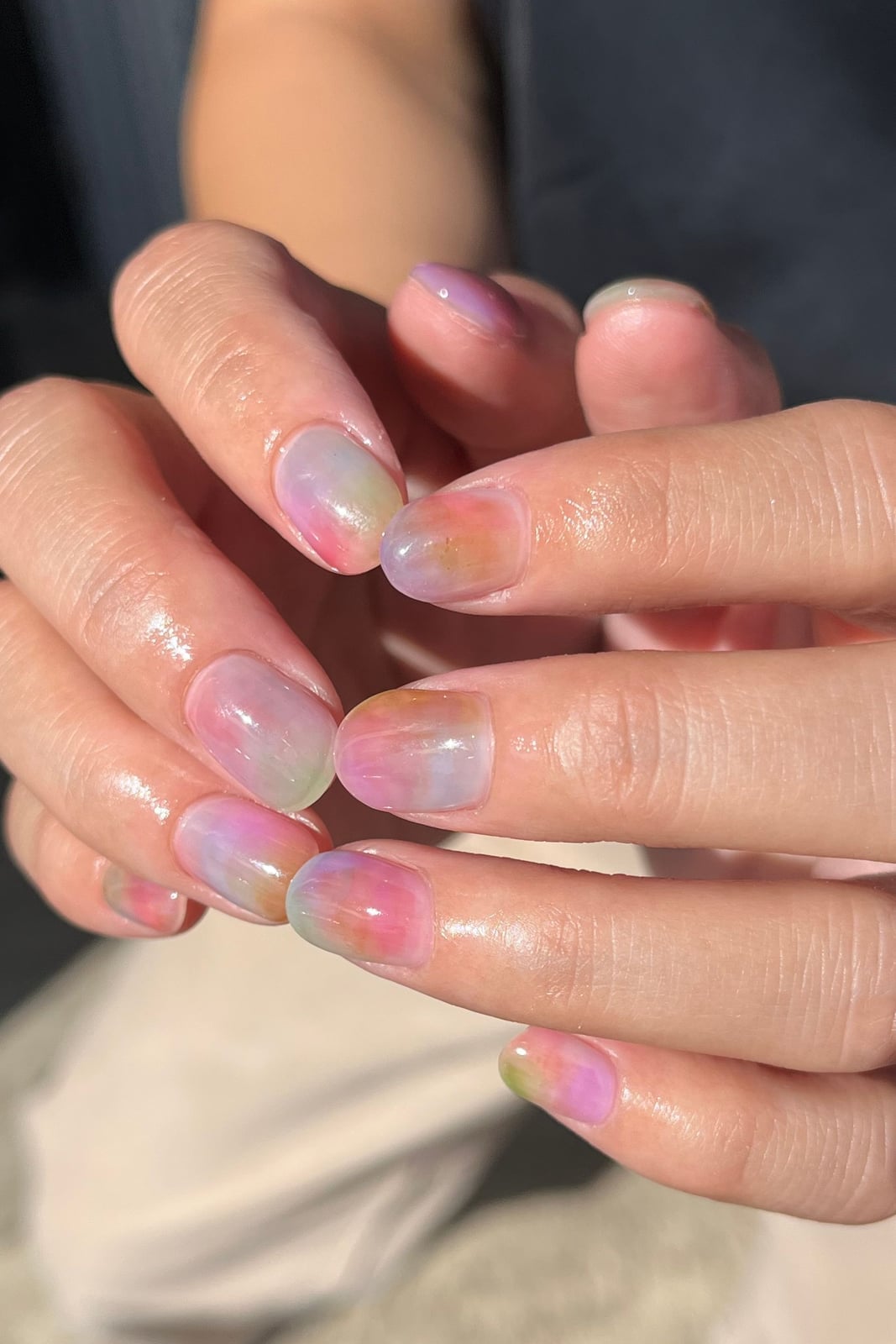 Watercolor Pastel Jelly Oval Nails, Showcasing The Vibrant — Classy Jelly Nails