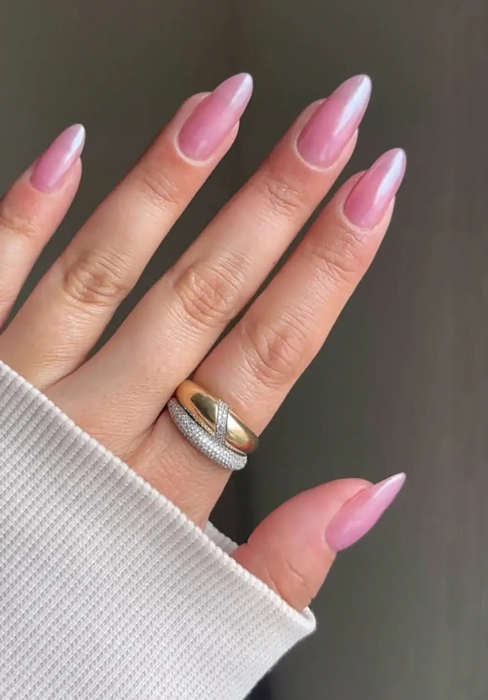 Light Pink Pearlescent Jelly Almond Nails — Classy Jelly Nails