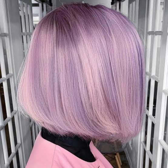 Chin Length Blunt Bob In Ash Lavender — Classy Lavender Hair