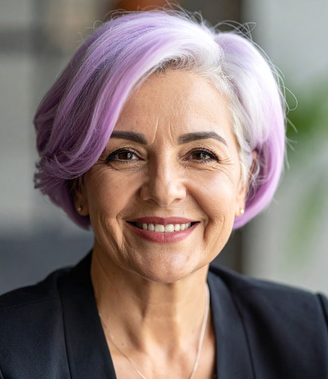 Short Bob In Silver Blonde With Lavender Tint — Classy Lavender Hair