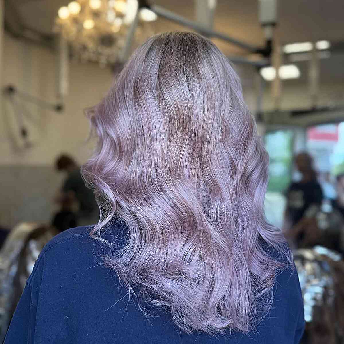 Mid-Back Layers In Smoky Ash Lavender — Classy Lavender Hair