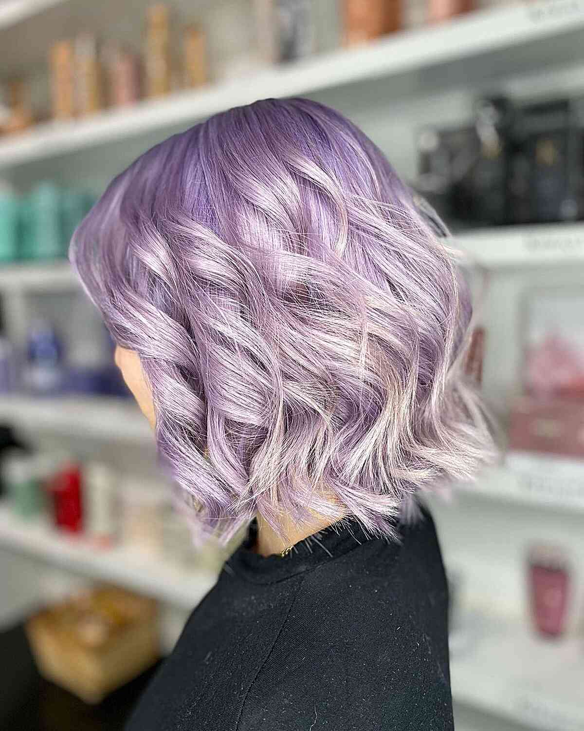Collarbone Bob With Ash Lavender Balayage — Classy Lavender Hair
