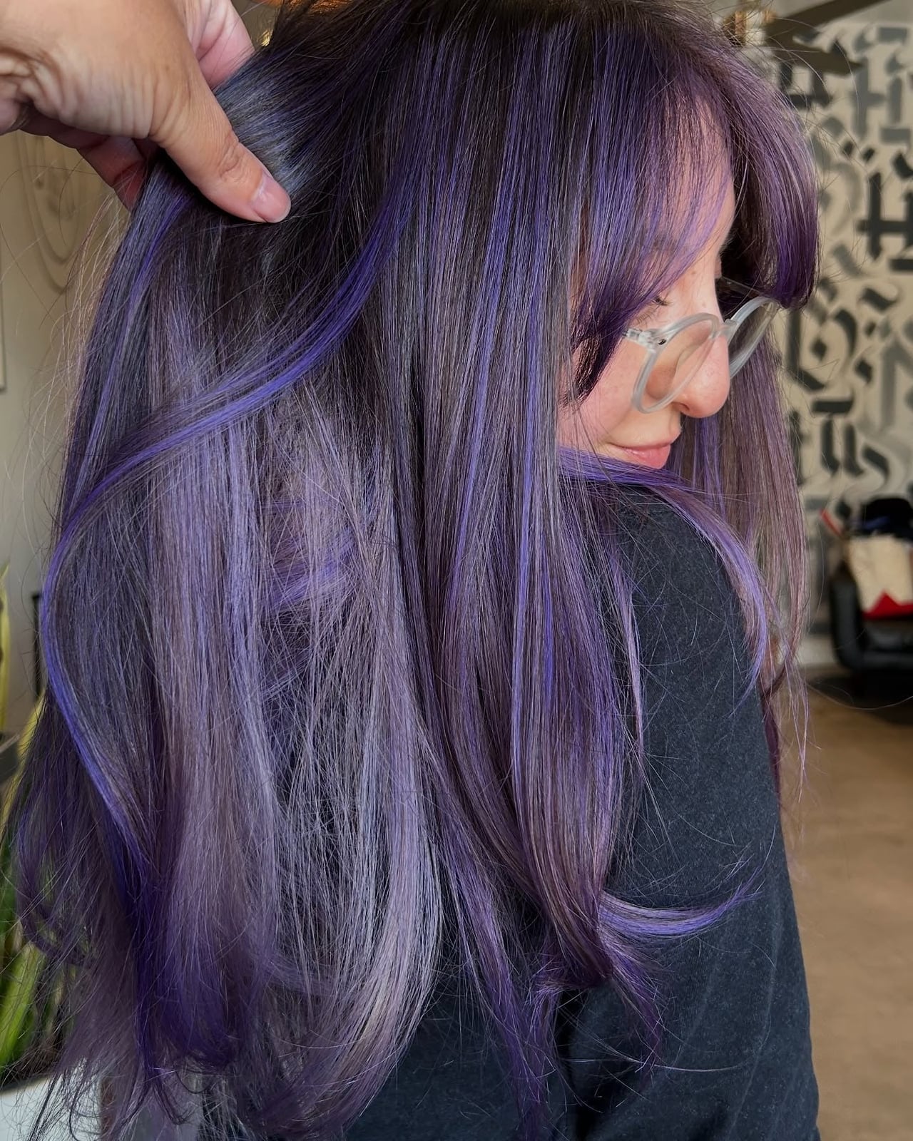 Collarbone Layers With Side Bangs And Dimensional Color — Classy Lavender Hair