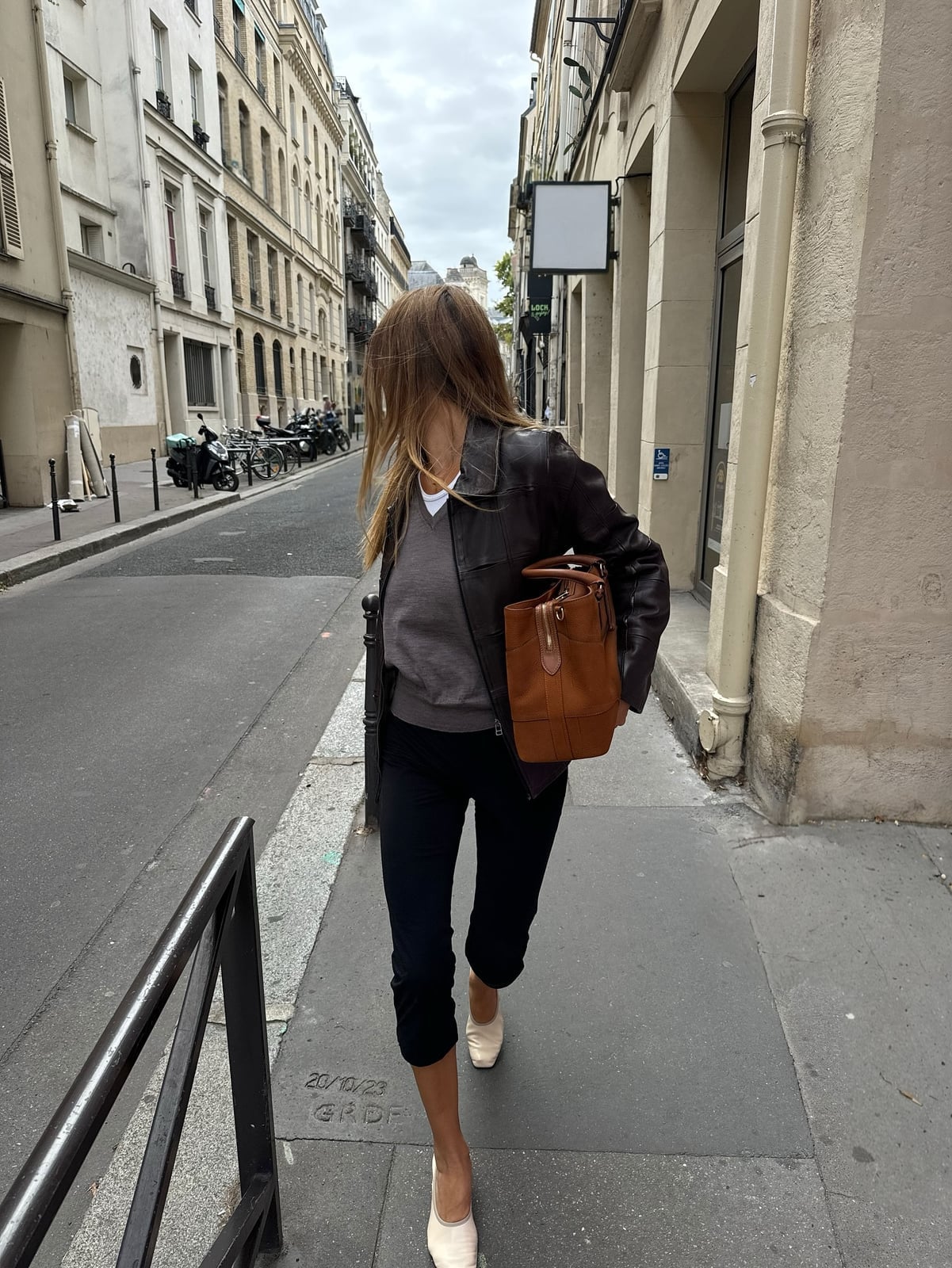 Leather Jacket and Slingbacks Elevate Cropped Black Leggings — Classy Leggings Outfits