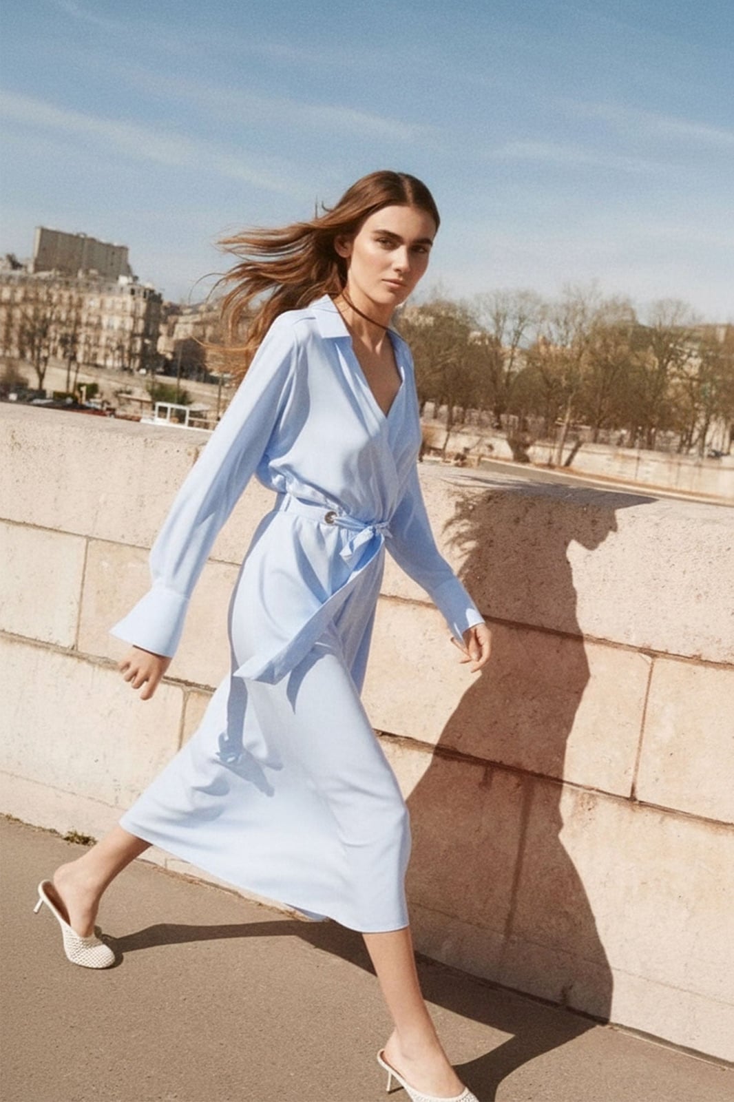 Fluid light blue collared shirt dress — Classy Light Blue Outfits