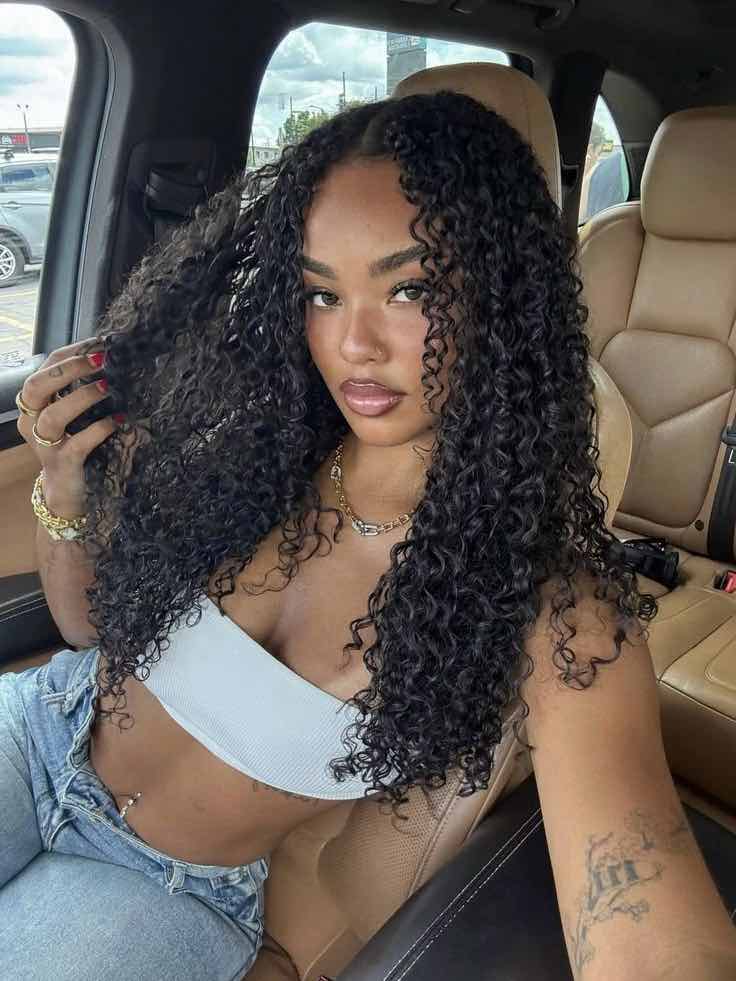 Mid-Back Length Black Curly Hair With Warm Undertones — Classy Long Curly Hair